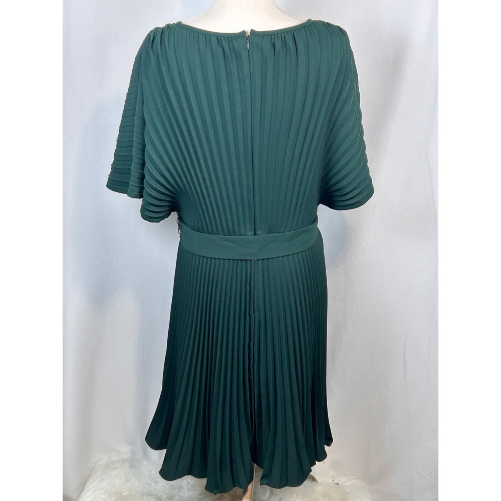 DKNY Womens Pleated Flutter Sleeve Belted Midi Dress Dark Green Size 14 - Picture 7 of 11